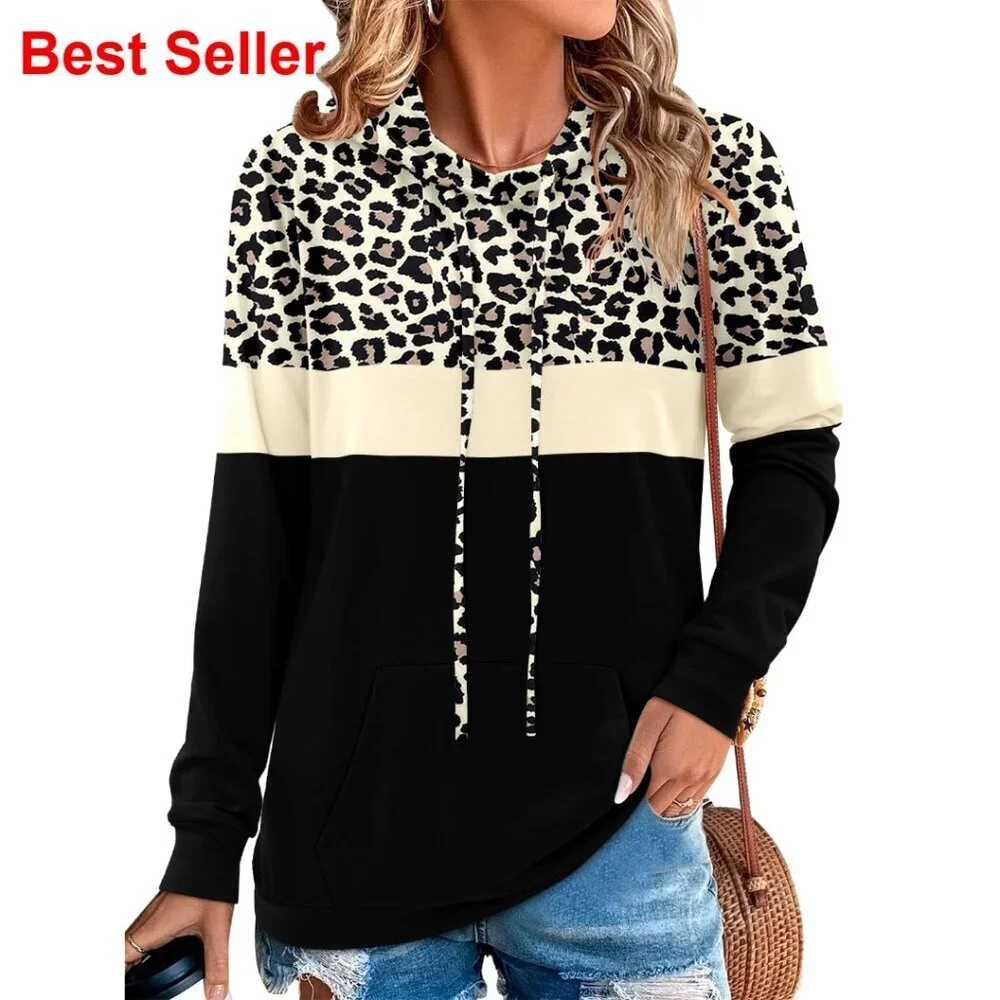 Women's Pullover Hoodie with Pocket, Lightweight Stretchy Fabric, Casual Style
